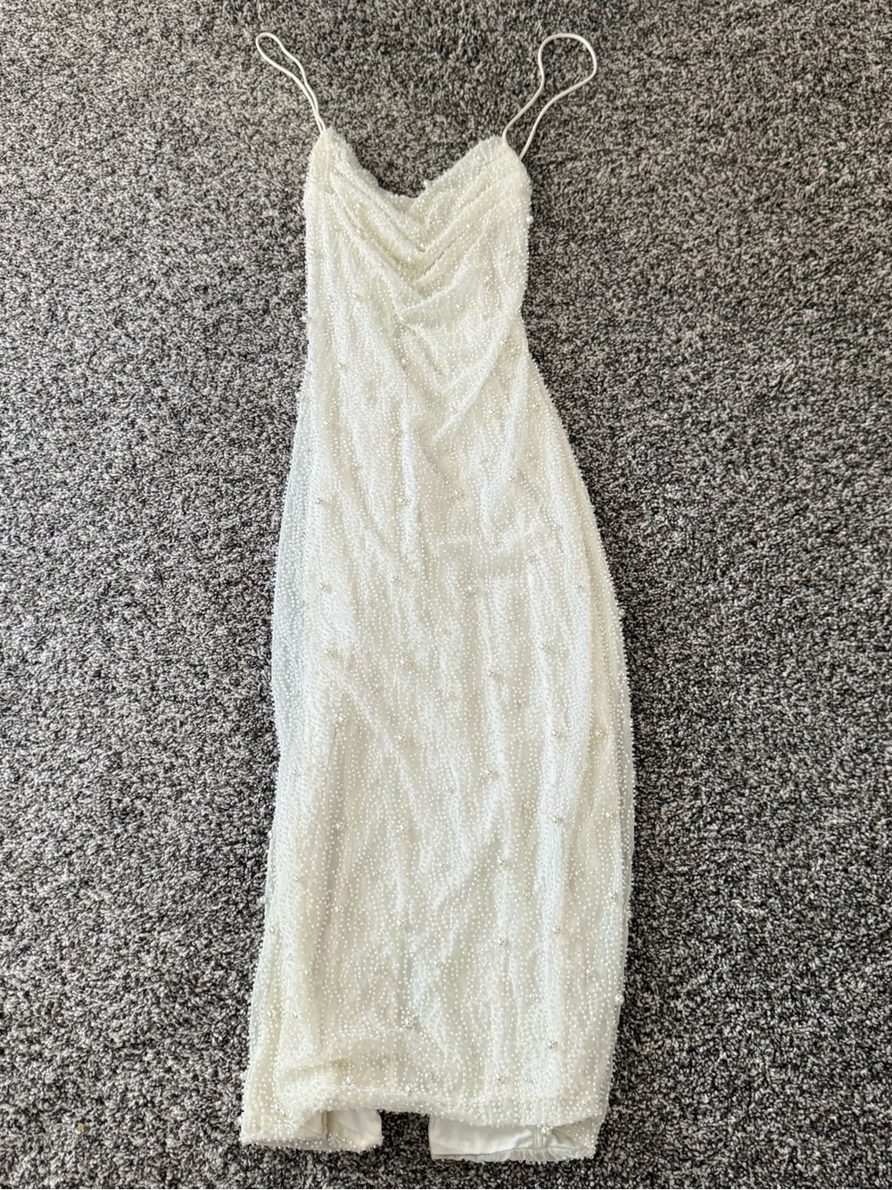Oh Polly Riviera Strappy Midi Dress White Beaded Engagement Bridal Shower Size 4 - Picture 3 of 13